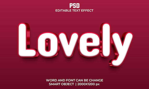 Adoro efeito de texto editável 3d premium psd com fundo