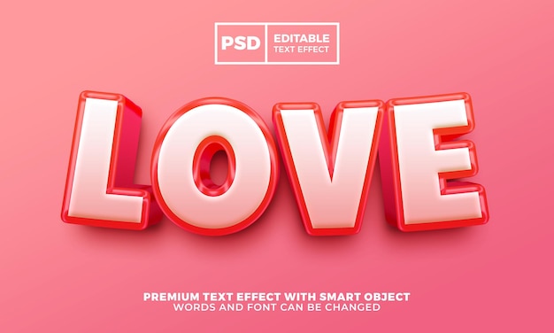 Adoro efeito de texto editável 3d psd premium