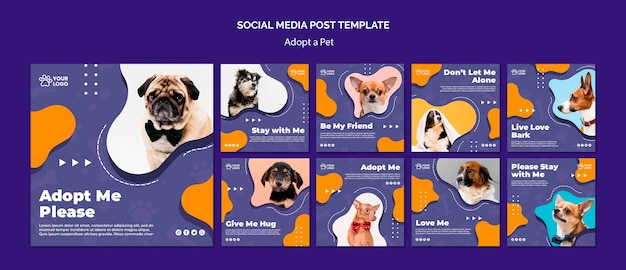 Adote uma publicação de mídia social para animais de estimação