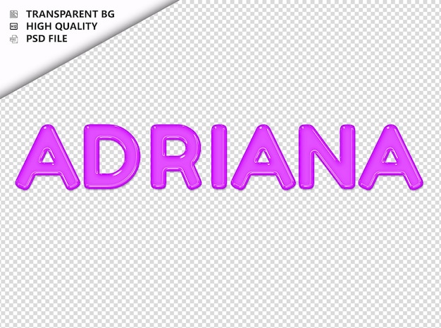 PSD adriana tipografia texto roxo vidro brilhante psd transparente