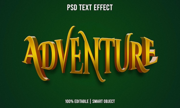 PSD adventure 3d bearbeitbarer texteffekt premium psd mit hintergrund