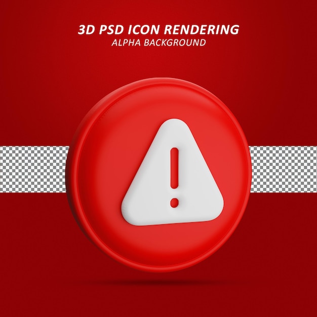 PSD advertencia 3d icono renderizado aislado