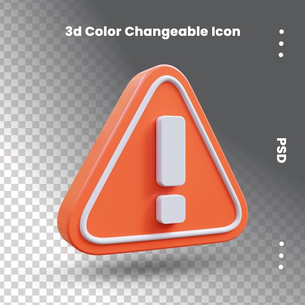 Advertencia de alerta roja o icono de alerta de notificación 3d