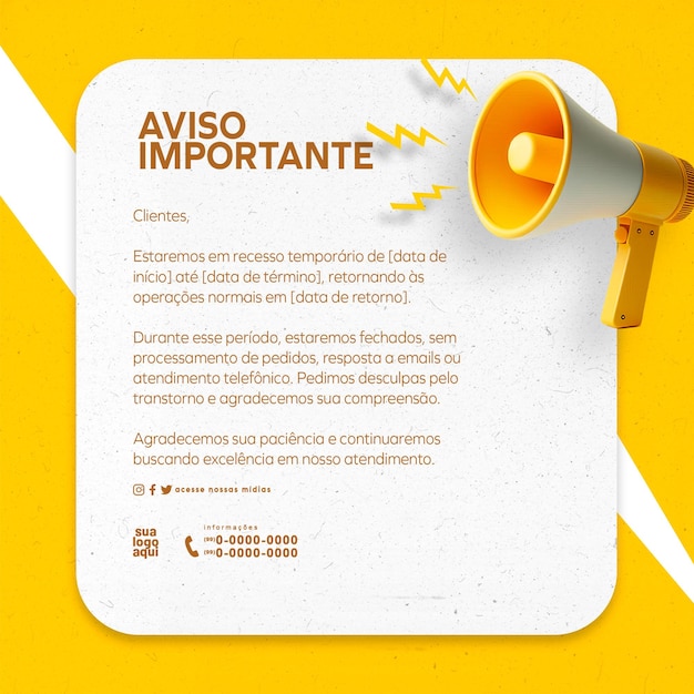 Advertencia importante aviso importante