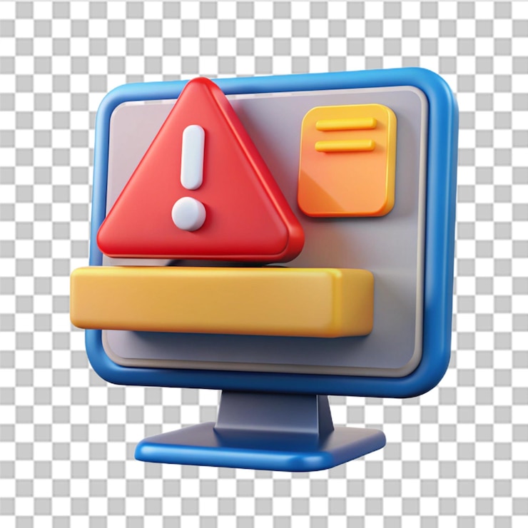 PSD advertencia en el monitor error en la pantalla ilustración vectorial
