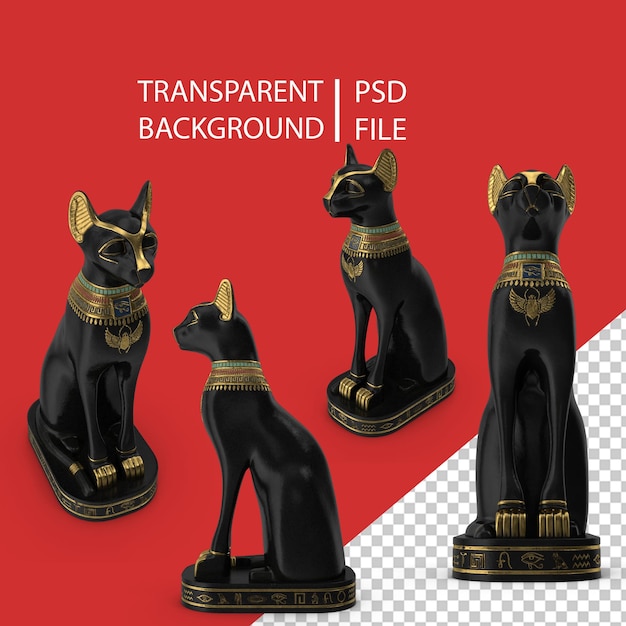 Ägyptische Katzenstatue Schwarz PNG