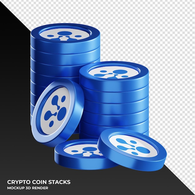 Aelf elf pilas de monedas cryptocurrency 3d render ilustración