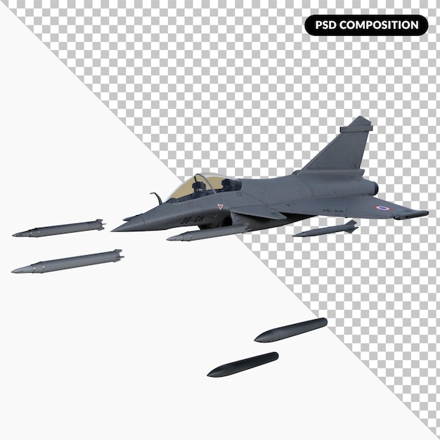 Aereo da combattimento volante rendering 3d isolato
