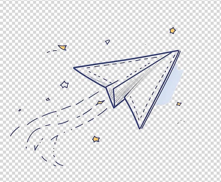 PSD aereo di carta disegnato a mano che vola nello spazio