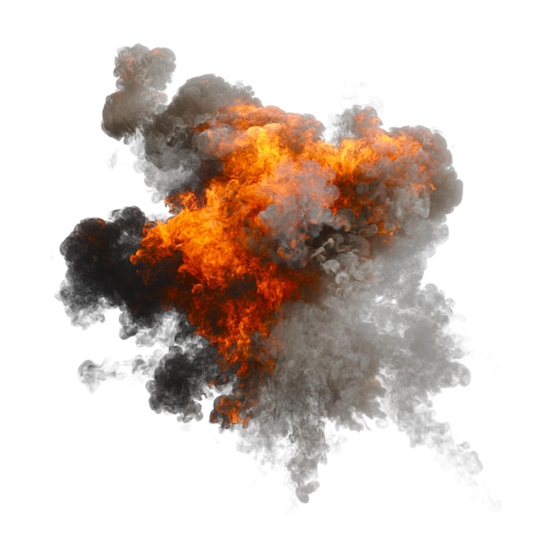 aerial explosion isolated transparent background 3d rendering
