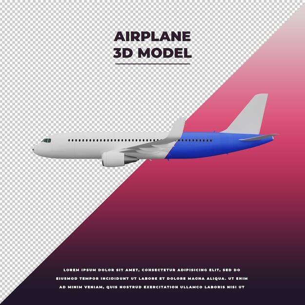 Aeroplano 3d isolato