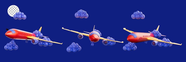 PSD aeroplano di rendering 3d