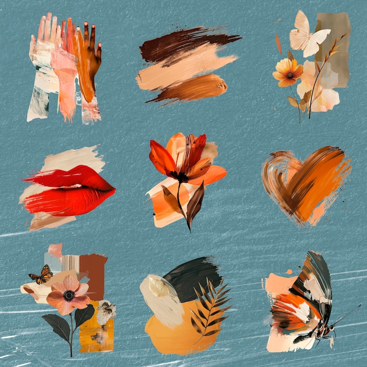 PSD aesthetic journal collage design element set psd