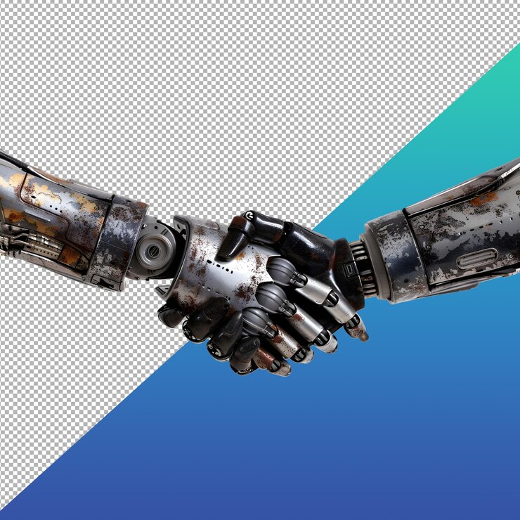 PSD affare fatto. robot stringe la mano.