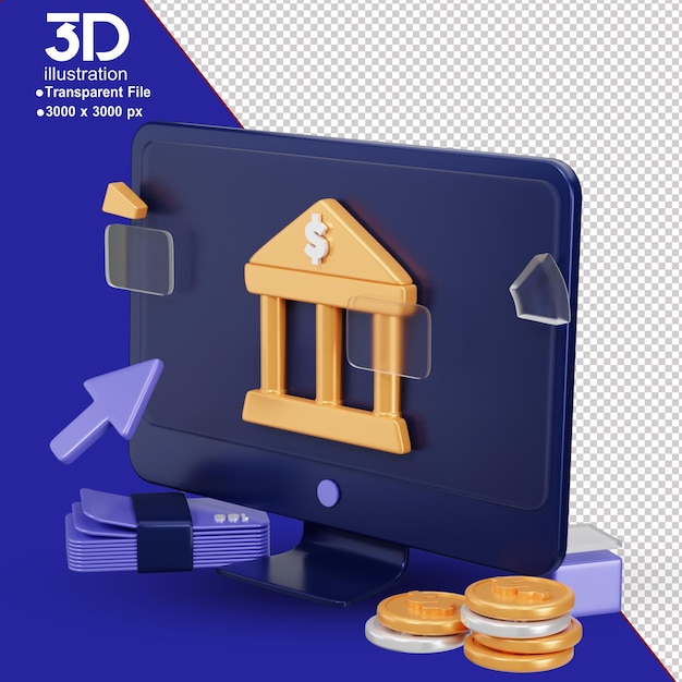 Affari ricchi amp Finanza Icona 3D Attività bancarie su Internet