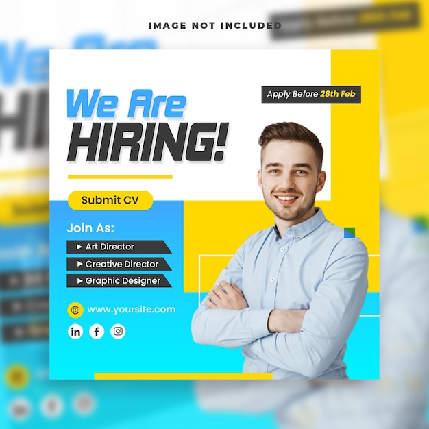 affari stiamo assumendo lavoro dipendente modello di post banner sui social media
