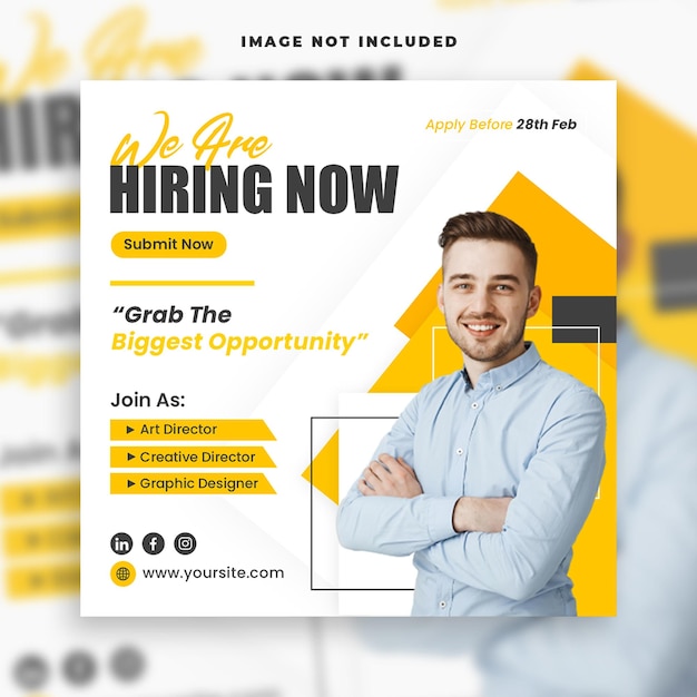 affari stiamo assumendo lavoro dipendente modello di post banner sui social media