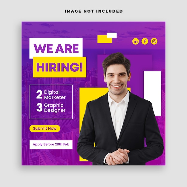 affari stiamo assumendo lavoro dipendente modello di post banner sui social media