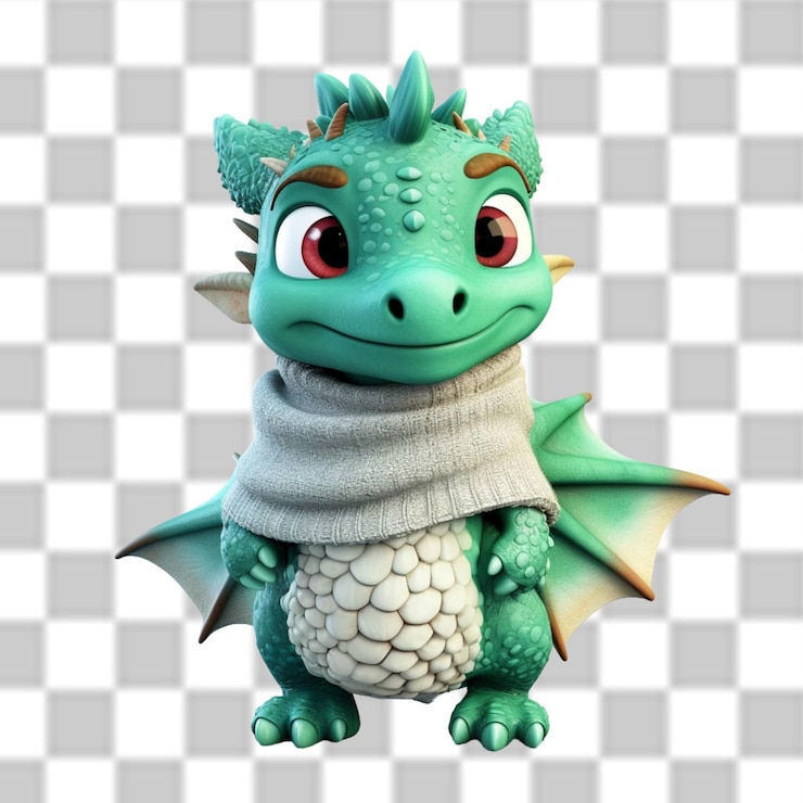 PSD affascinante drago 3d vestito per un'avventura invernale