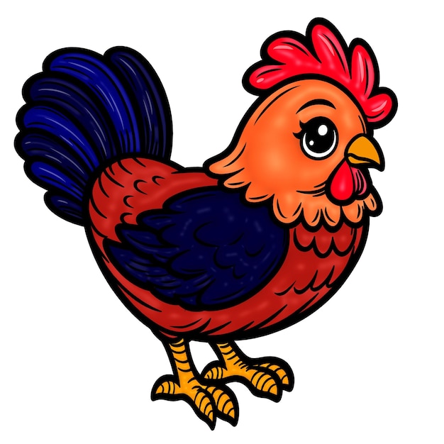 Affascinante illustrazione di gallo dei cartoni animati