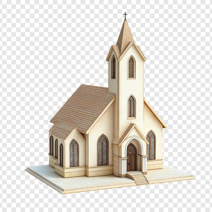 PSD affascinante modello di architettura di chiesa in legno artigianato di costruzione in miniatura