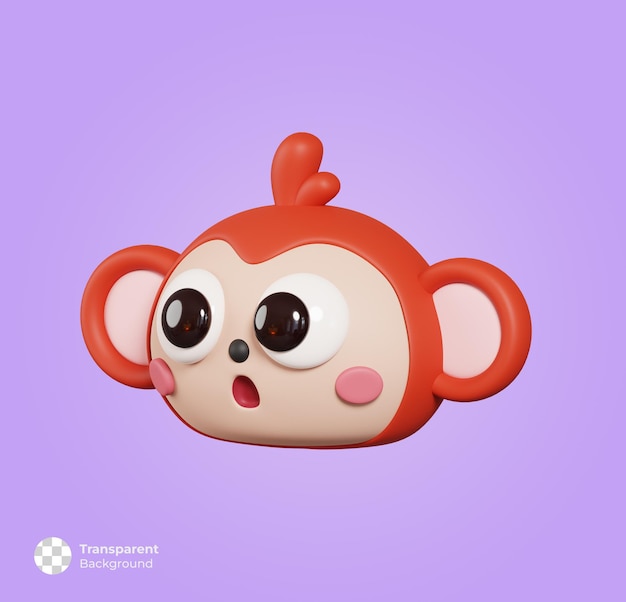 Affe Gesicht Seitenansicht isoliert niedlichen Cartoon Tierkopf 3D-Render-Illustration