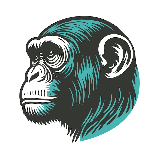 Affengesicht mit wütender und lustiger Illustration Affenkopf-Logo-Vektor-Affengesicht-Logo T-Shirt-Design