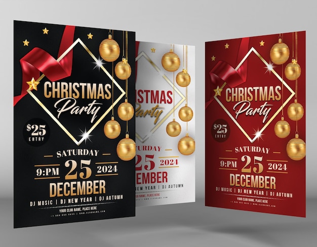 un affichage de cartes de Noël avec un ruban rouge et une étoile dorée
