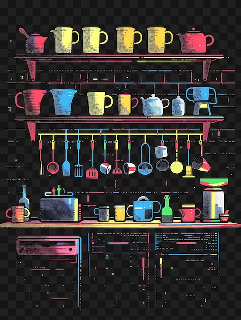 Un Affichage Coloré De Tasses Colorées Et Une étagère Avec Les Mots P P