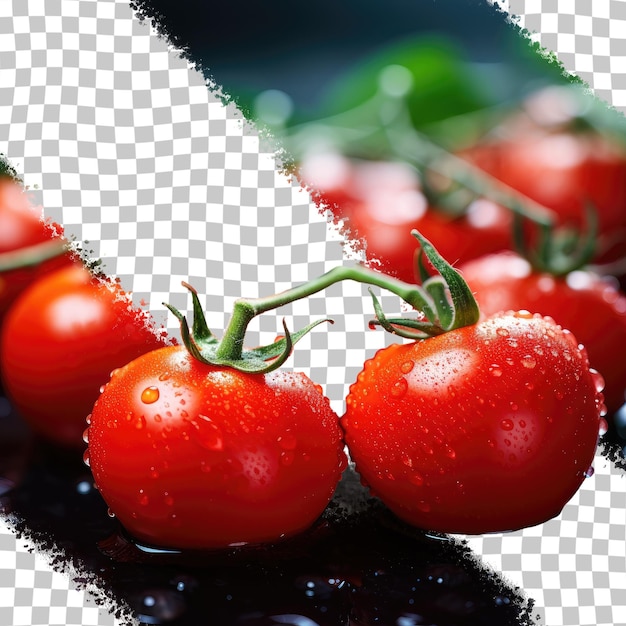 PSD affichage du marché fermier de tomates cerises rouges fraîches sur fond transparent