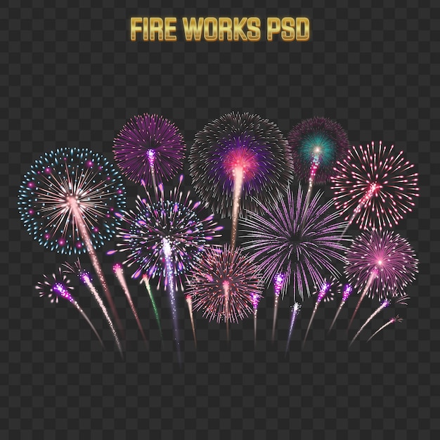 Affichage de feux d'artifice PSD