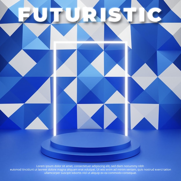 Affichage futuriste du podium bleu 3d