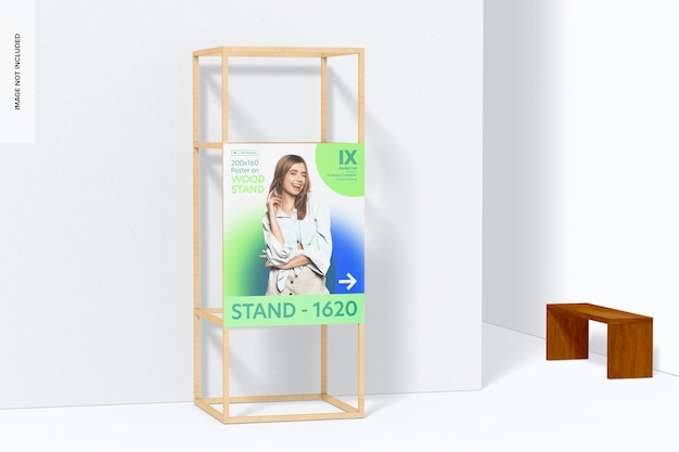 Affiche 200 X 160 Sur Maquette De Support En Bois, Vue De Droite