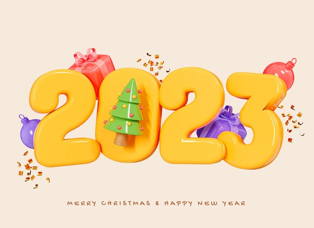 PSD affiche 3d joyeux noël et bonne année