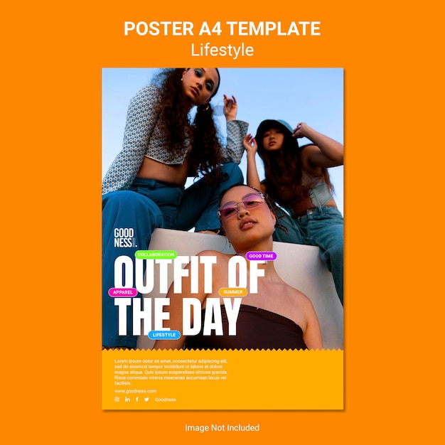 Affiche a4 modèle jeune femme style de vie d'été couleur pop