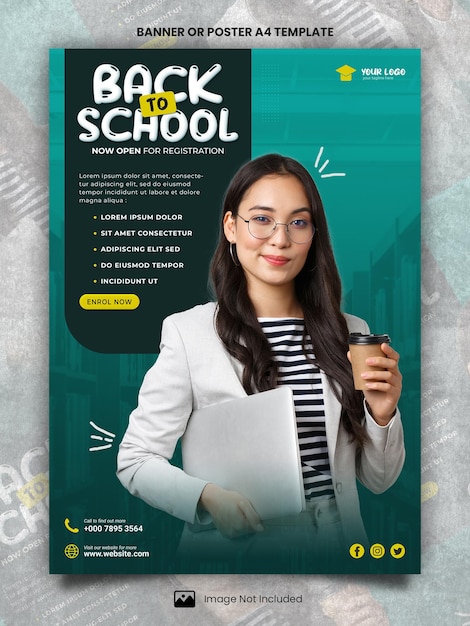 Affiche d'admission à l'école A4 ou modèle de bannière