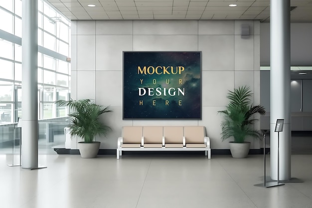 Affiche d'affiche à l'aéroport Mockup PSD