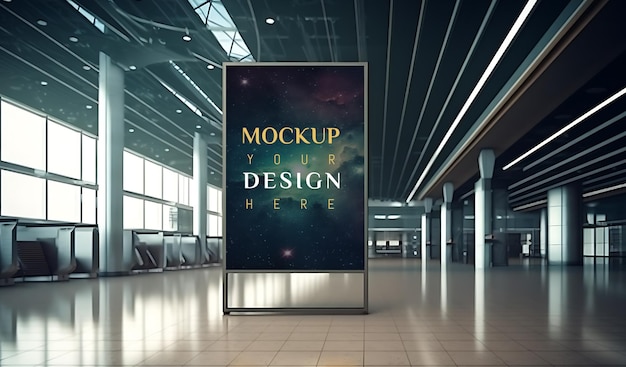 Affiche d'affiche à l'aéroport Mockup PSD