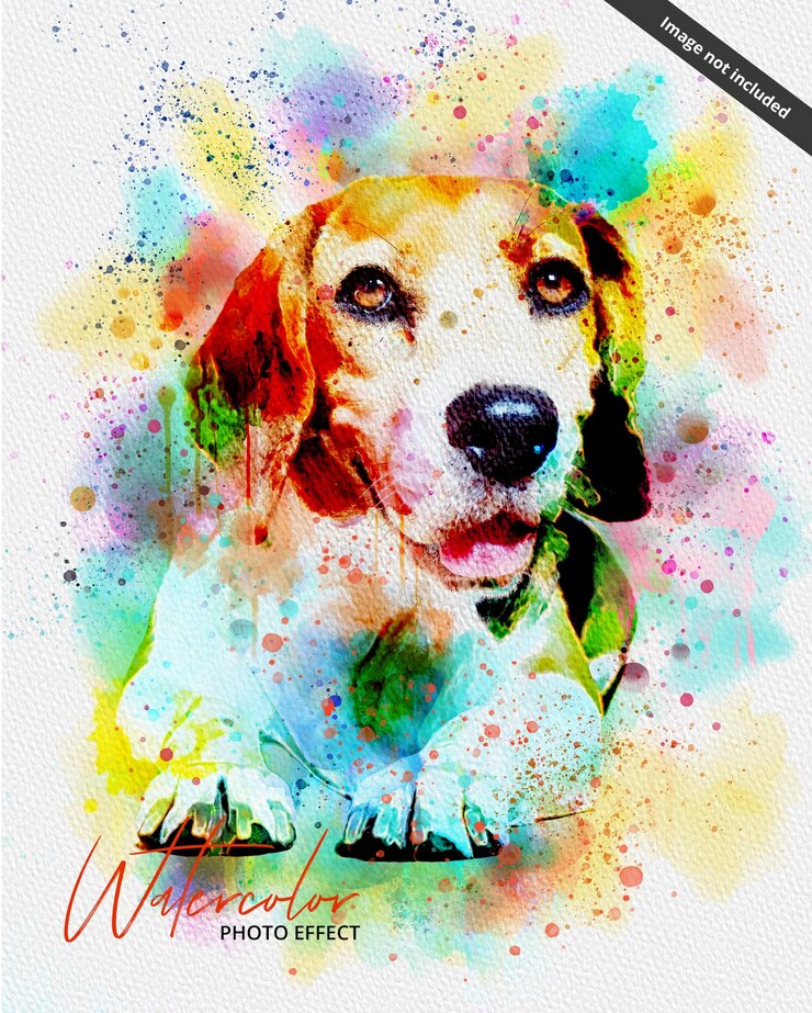PSD une affiche aquarelle d'un chien nommé aquarelle.