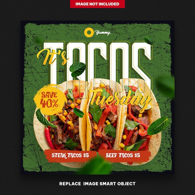 PSD affiche de bannières de tacos