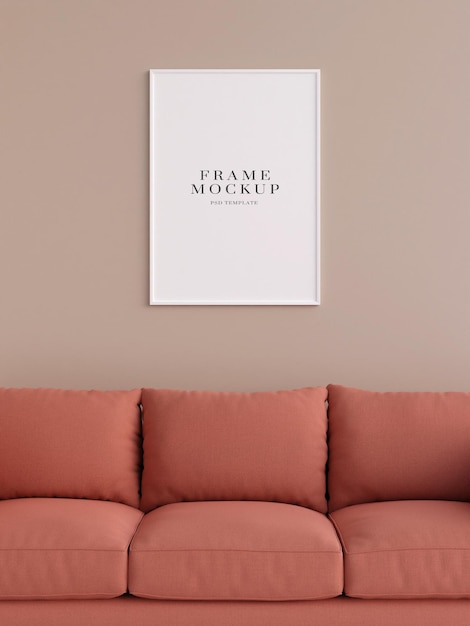 Affiche blanche verticale moderne et minimaliste ou maquette de cadre photo sur le mur du salon