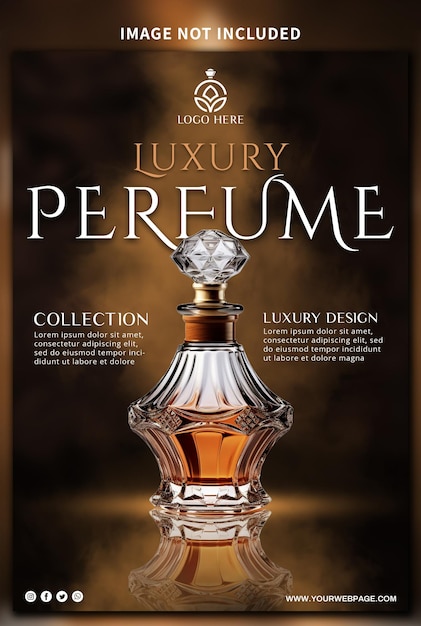 PSD une affiche brune de parfums de luxe