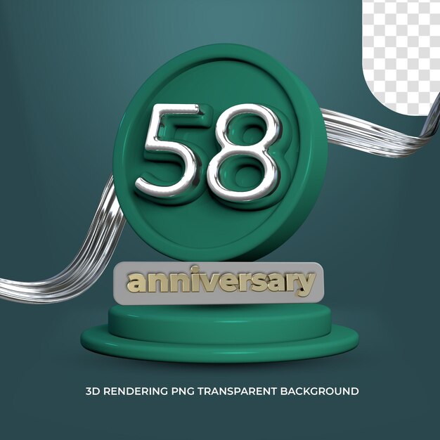 Affiche De Célébration Du 58e Anniversaire, Rendu 3d, Fond Transparent