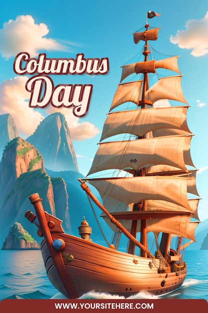 PSD affiche de célébration du jour de columbus psd