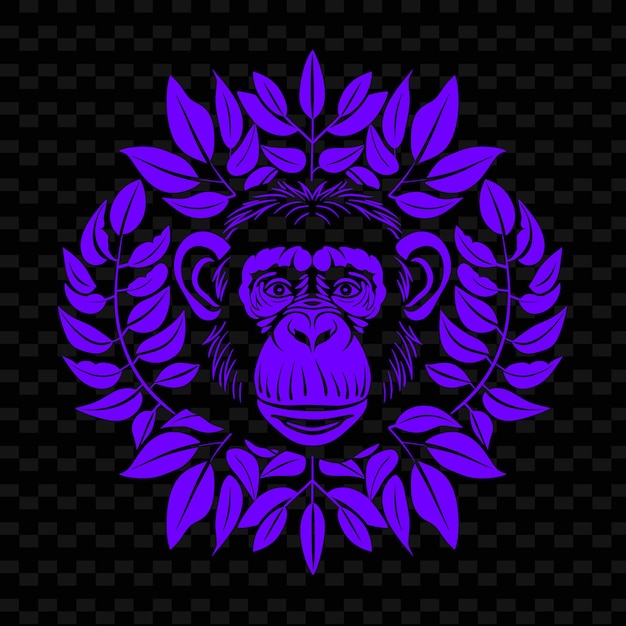 PSD une affiche d'un chimpanzé avec une fleur violette au centre