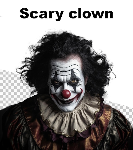 Une affiche avec un clown effrayant et les mots Scary Clown en haut
