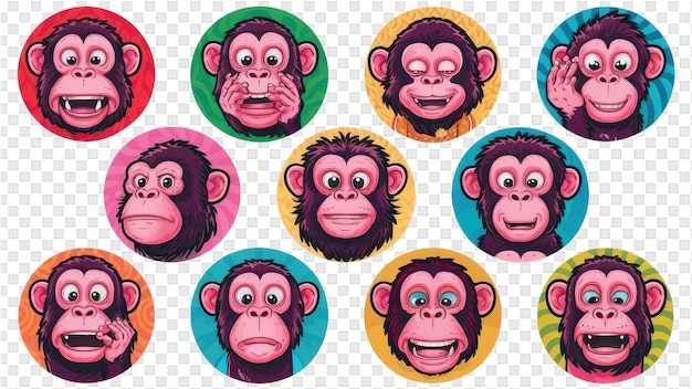 PSD une affiche d'une collection de singes drôles