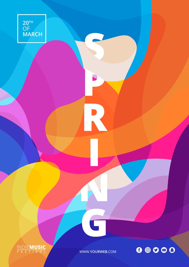 PSD affiche colorée abstraite du festival de printemps