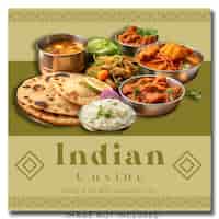 PSD une affiche de cuisine indienne avec un fond vert