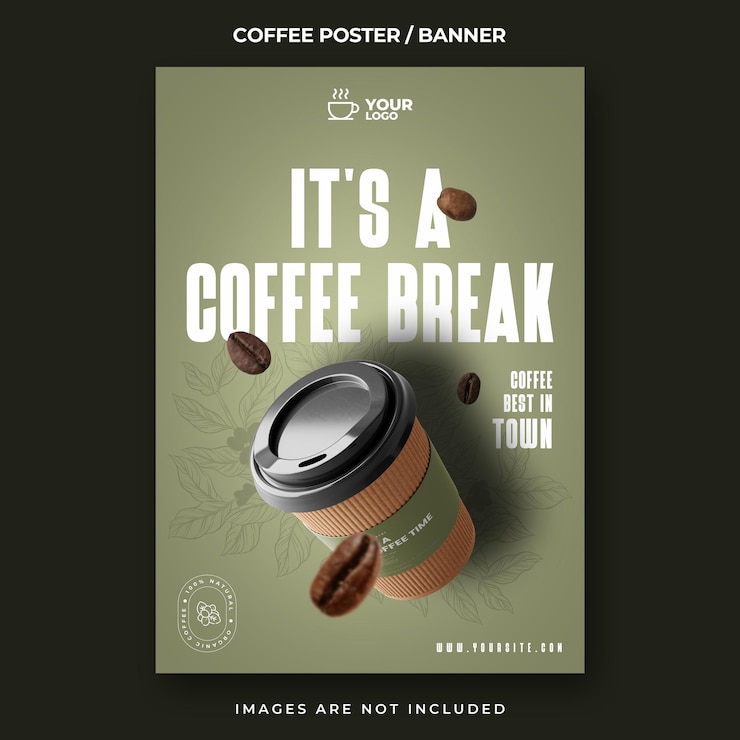 PSD affiche d'un délicieux café